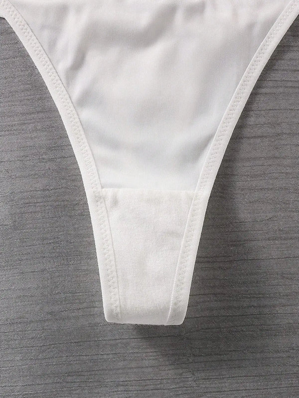 Damskie, minimalistyczne, seksowne stringi w jednolitym kolorze z metalowymi ozdobami 3 szt. 