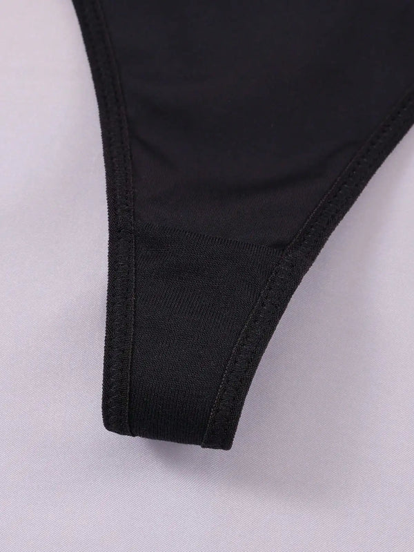 Damskie, minimalistyczne, seksowne stringi w jednolitym kolorze z metalowymi ozdobami 3 szt. 